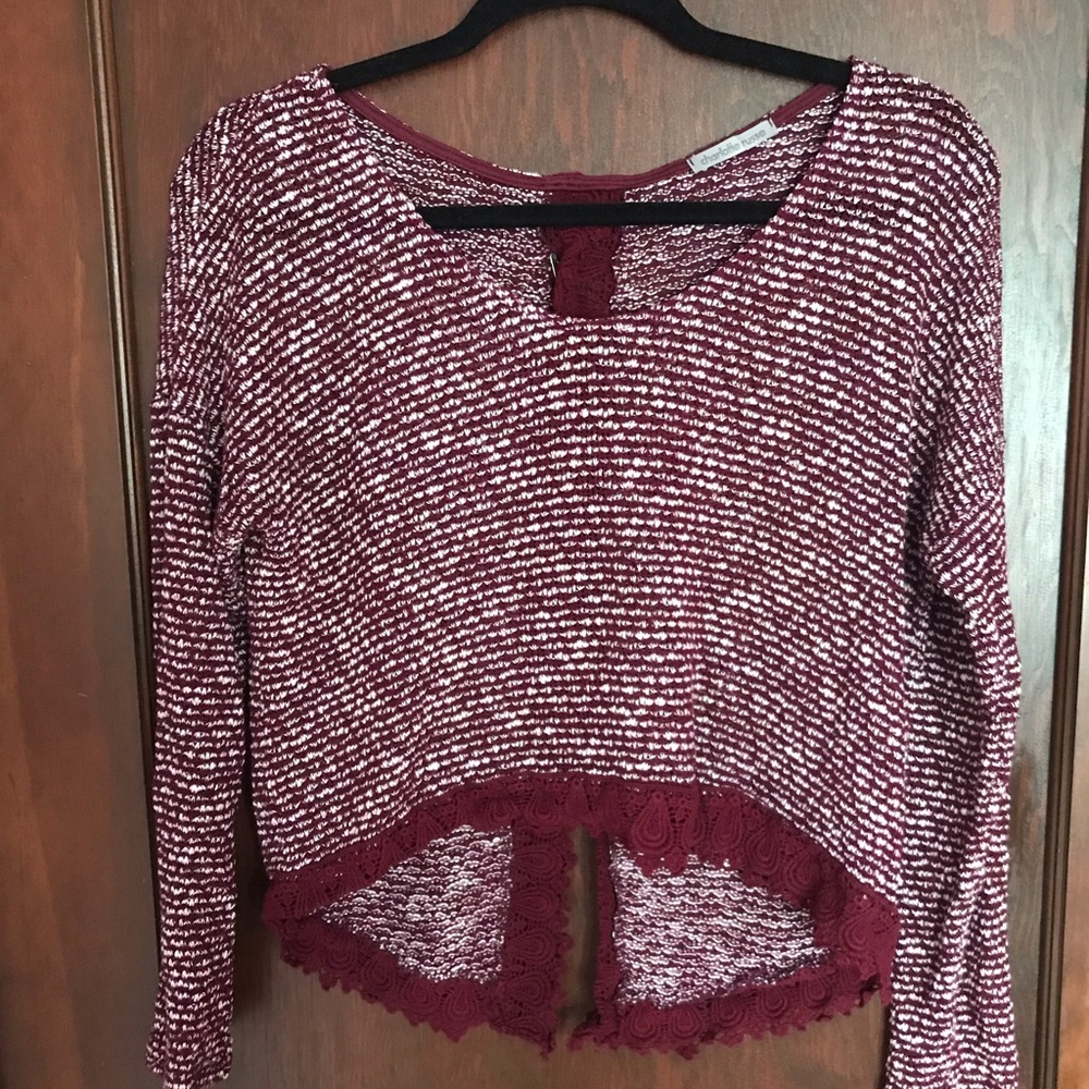 Maroon open back long sleeve